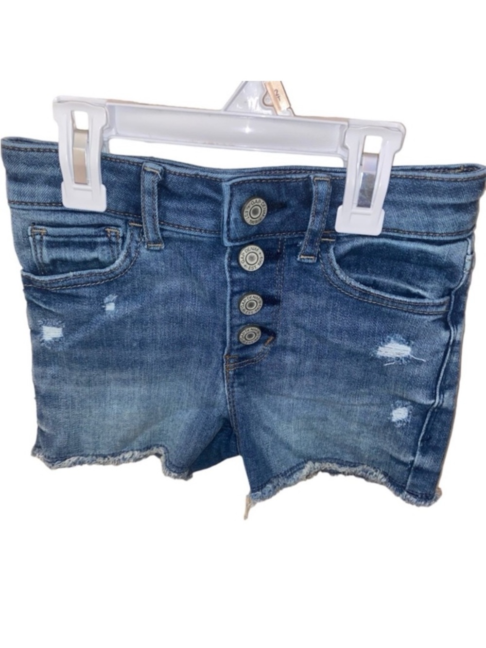 Gap Girls High Rise Distressed Denim Shorts Button Fly Size 6